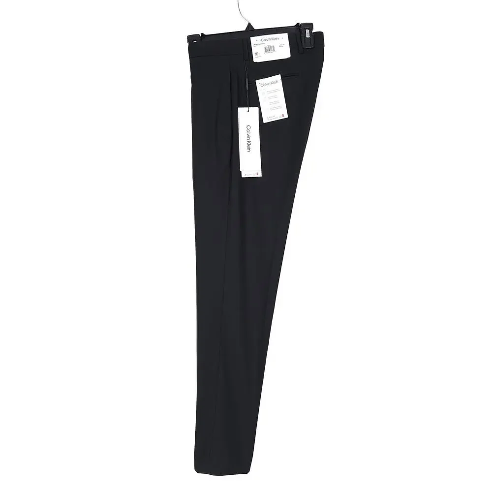 Calvin Klein Mens Slim Fit Dress Pants 35x30 Black Solid Stretch Micro Twill NWT